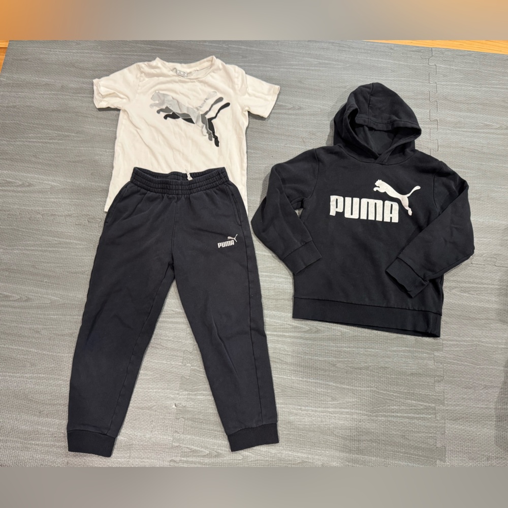 PUMA Kids Black Hoodie and Jogger 3 piece Set